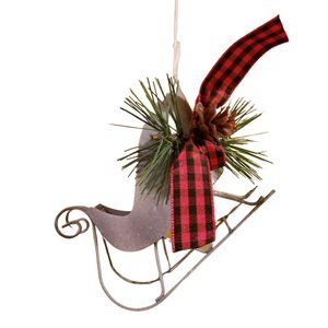 Christmas Gothic Gray Winter Sleigh for Shelf, Tree or Wall Ready to Hang NEW